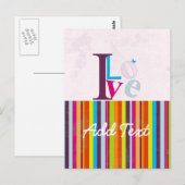 Koel "I LOVE" retrokleurrijke heldere strepen Briefkaart (Voorkant / Achterkant)