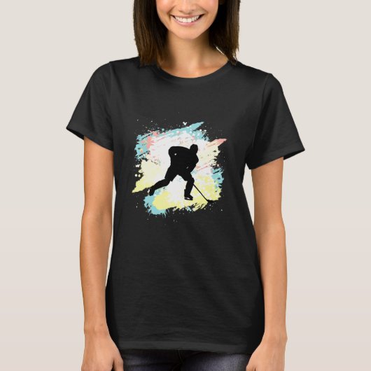 Koel Ice Hockey Player met Puck T-shirt (Voorkant)
