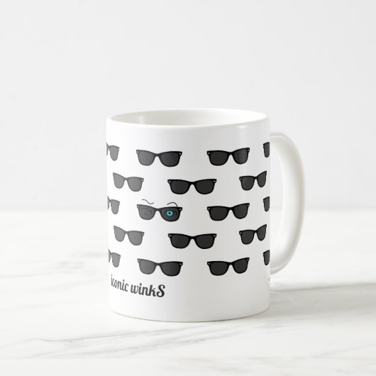 Koel-iconische winkS Black Sunbril Pattern Koffiemok (Voorkant rechts)