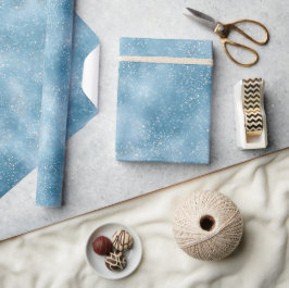 Koel Ijs Blauw Bevroren Wit Glitter Patroon Cadeaupapier