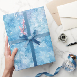 Koel Ijs Blauw Bevroren Wit Glitter Patroon Cadeaupapier