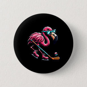 Koel ijshockey flamingo zonnebril stijl  ronde button 5,7 cm