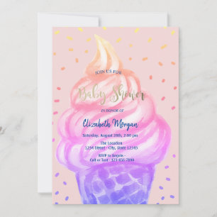 Koel Ijsje Roze Baby Shower Kaart