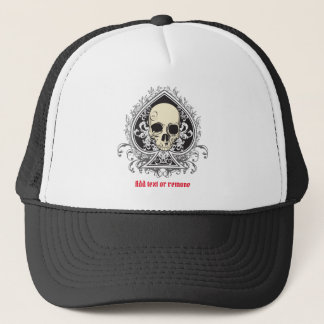 Koel illustratie van de schedel en de schopas; trucker pet