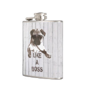 Koel in bril als een zwarte fles heupfles (Links)