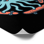 Koel Inktvis Skateboarden Cartoon Poster (Hoek)