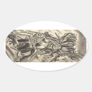 Koel  japans demon samurai vecht tattoo ovale sticker