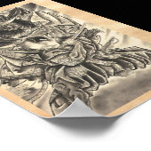Koel  japans demon samurai vecht tattoo poster (Hoek)