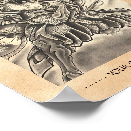 Koel  japans demon samurai vecht tattoo poster (Hoek)