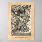 Koel  japans demon samurai vecht tattoo poster (Voorkant)