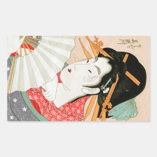 Koel japans geisha van houtverwerkende industrie m rechthoekige sticker (Voorkant)