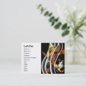 Koel Japans goud Lucky koi karper zwart inkt water Visitekaartje (Staand voorkant)