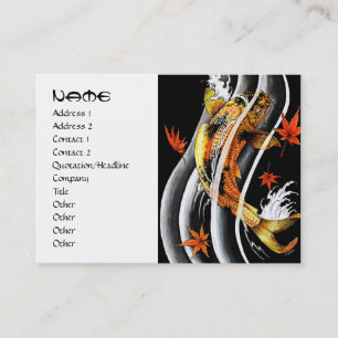 Koel Japans goud Lucky koi karper zwart inkt water Visitekaartje