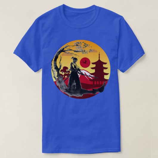 Koel Japans kunstwerk Samurai, klap Japans Uitzich T-shirt (Design voorkant)