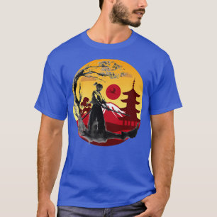 Koel Japans kunstwerk Samurai, klap Japans Uitzich T-shirt