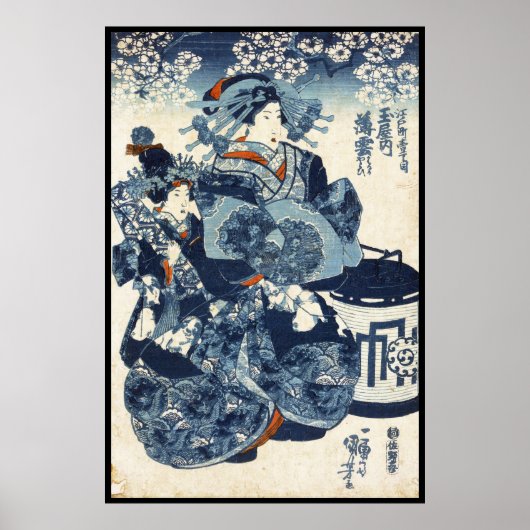 Koel-japans oude  ukiyo-e-geisha-scroll poster (Voorkant)