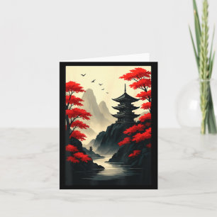 Koel Japans Pagode Kasteel Berg Landschap Gra Kaart