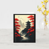 Koel Japans Pagode Kasteel Berg Landschap Gra Kaart (Gele Bloem)