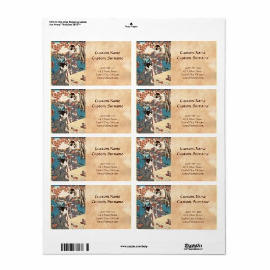 Koel japans  ukiyo-e geisha etiket (Full Sheet)