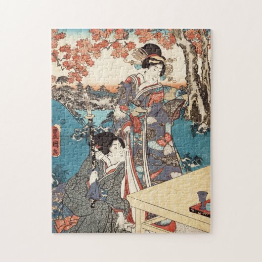 Koel japans ukiyo-e geisha legpuzzel (Verticaal)