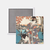 Koel japans ukiyo-e geisha magneet (Voorkant / Achterkant)