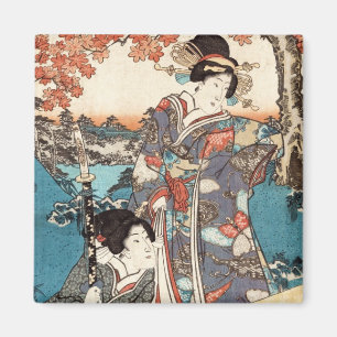 Koel japans ukiyo-e geisha magneet