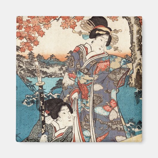 Koel japans ukiyo-e geisha magneet (Voorkant)