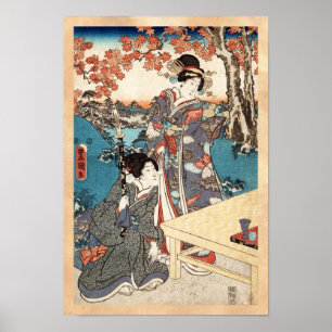 Koel japans  ukiyo-e geisha poster
