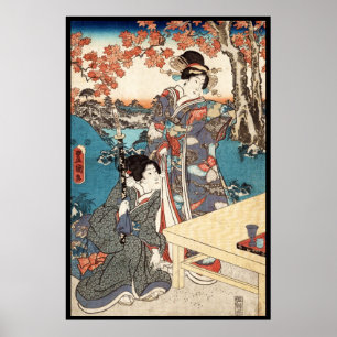 Koel japans  ukiyo-e geisha poster