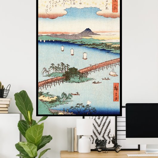 Koel japans  ukiyo-e-landschap poster (Thuiskantoor)