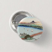 Koel japans  ukiyo-e-landschap ronde button 3,2 cm (Voorkant /achterkant)
