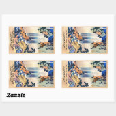Koel japans  ukiyo-e waterfall Hokusai Rechthoekige Sticker (Vel)