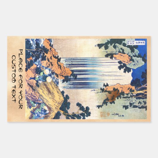 Koel japans  ukiyo-e waterfall Hokusai Rechthoekige Sticker (Voorkant)
