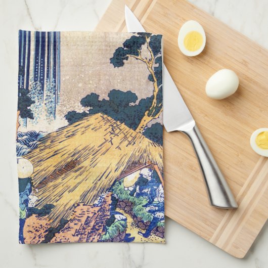 Koel japans  ukiyo-e waterfall Hokusai Theedoek (Quarter Fold)