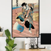 Koel japans wintje ukiyo-e krijger poster (Thuiskantoor)