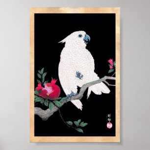 Koel japans witte cockatoeparrot tropische vogel poster