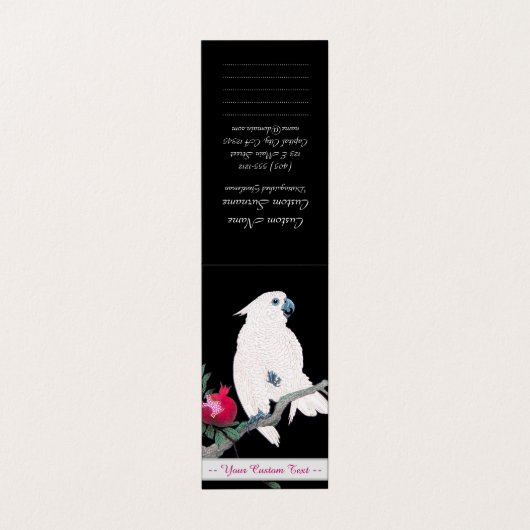 Koel japans witte cockatoeparrot tropische vogel visitekaartje (Buitenkant ongevouwen)