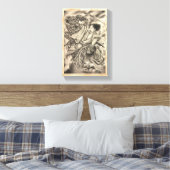 Koel  japanse samurai demon vecht tattoo canvas afdruk (Insitu (Slaapkamer))