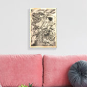 Koel  japanse samurai demon vecht tattoo canvas afdruk (Insitu (Woonkamer))