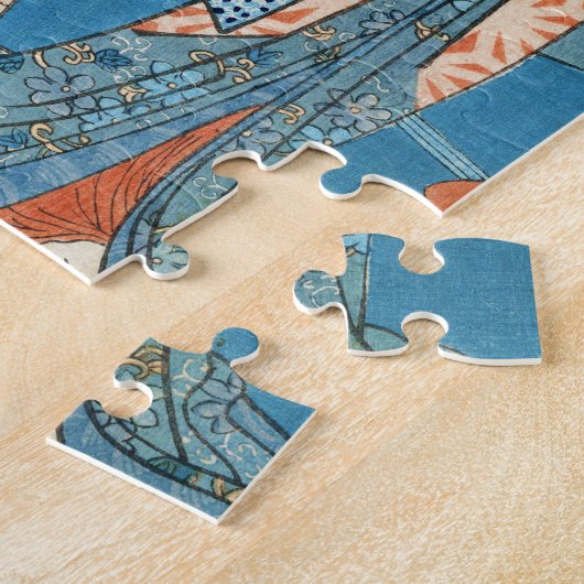 Koel japanse  ukio-e dames en kinderkunst legpuzzel (Zijkant)