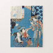 Koel japanse  ukio-e dames en kinderkunst legpuzzel (Verticaal)