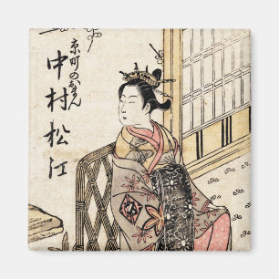 Koel japanse ukiyo-e-dame en kind magneet
