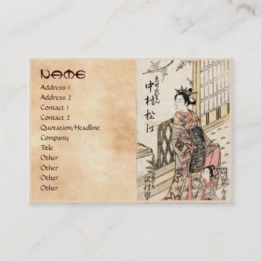 Koel japanse  ukiyo-e-dame en kind visitekaartje (Voorkant)