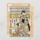 Koel japanse ukiyo-e geisha oude rol briefkaart (Voorkant / Achterkant)