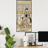 Koel  japanse ukiyo-e geisha oude rol poster (Thuiskantoor)