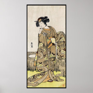 Koel japanse ukiyo-e  geisha oude rol poster