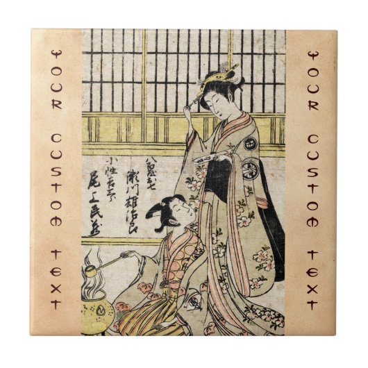 Koel  japanse ukiyo-e geisha oude rol tegeltje (Voorkant)