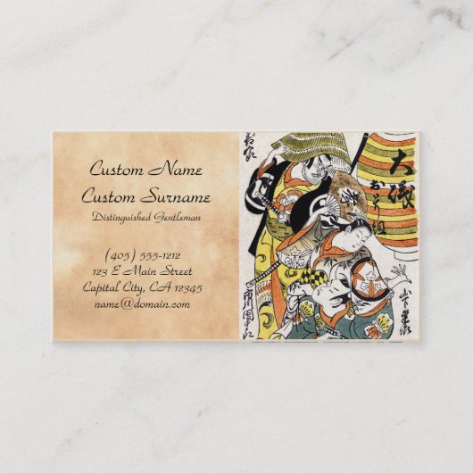 Koel-japanse ukiyo-e krijger kabuki acteur visitekaartje (Voorkant)
