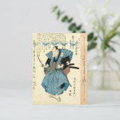 Koel-japanse ukiyo-e samurai-krijger briefkaart (Staand voorkant)