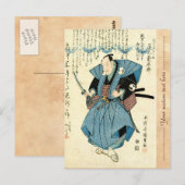 Koel-japanse ukiyo-e samurai-krijger briefkaart (Voorkant / Achterkant)